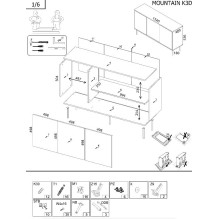 Cama 3D KALNŲ komoda 154x40x72 juoda + auksinė Cama 3D KALNŲ komoda 154x40x72 juoda + auksinė
