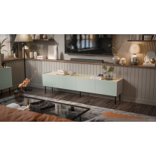 Cama FELLINI TV spintelė 200x40x52 alyvuogių + alyvuoto ąžuolo stalviršis