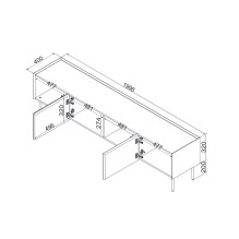 Cama FELLINI TV spintelė 200x40x52 alyvuogių + alyvuoto ąžuolo stalviršis