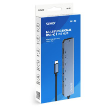 Savio AK-82 sąsajos šakotuvas USB Type-C 5000 Mbps juodas Savio AK-82 sąsajos šakotuvas USB Type-C 5000 Mbps juodas