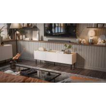 Cama FELLINI TV spintelė 150x40x52 kašmyro + alyvuotas ąžuolo stalviršis