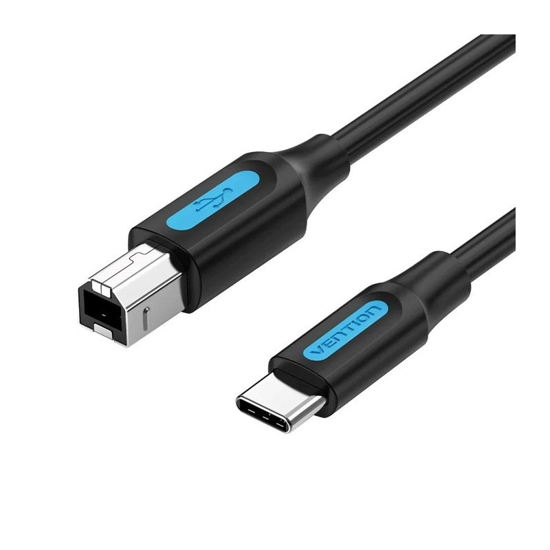 USB 2.0 printer cable, male type C to male B, 2 m