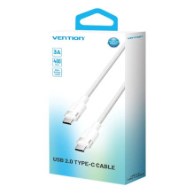 „Vention“ USB-C–C laidas, pintas, 3A, 480 Mbps, 60 W, 1 m, baltos spalvos „Vention“ USB-C–C laidas, pintas, 3A, 480 Mbps, 60 W, 1 m, baltos spalvos