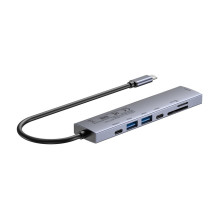 UNITEK USB-C 7 viename PD 100W HDMI 2.0 šakotuvas su įjungimo / išjungimo jungikliu