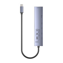 UNITEK USB-C 7 viename PD 100W HDMI 2.0 šakotuvas su įjungimo / išjungimo jungikliu
