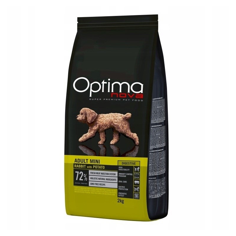 OPTIMANOVA Adult Mini Digestive Rabbit &amp; Potato - dry dog food - 2kg
