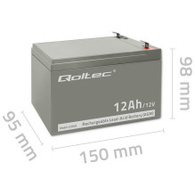 Qoltec 53049 AGM battery , 12V , 12Ah
