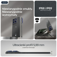 „Motorola edge 70“ 17 cm (6,7 colio) dviejų SIM kortelių „Android 16.0“ 5G USB C tipo 12 GB 512 GB 4800 mAh pilkas