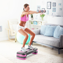 REBEL ACTIVE laipteliai aerobikos ir fitneso pratimams, 3 lygiai, pilkai violetiniai REBEL ACTIVE laipteliai aerobikos ir fitneso pratimams, 3 lygiai, pilkai violetiniai