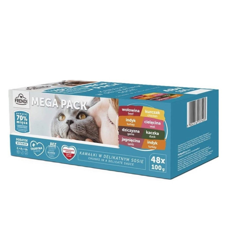 FRENDI Meat chunks in a delicate sauce - wet cat food - 48x100g