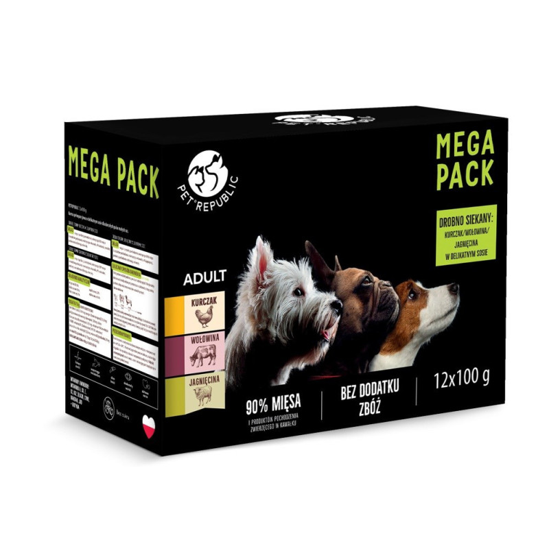 PETREPUBLIC Mega Pack Chicken, Beef, Lamb - wet dog food - 12x100g