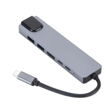 Gembird A-CM-COMBO5-06 USB Type-C 6 viename daugiaprievadis adapteris (AF ir Type-C šakotuvas + HDMI + PD+LAN)