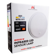 Maclean LED lamp with motion sensor, PIR sensor, white, 10W, IP65, 1000lm, neutral color, MCE525 W