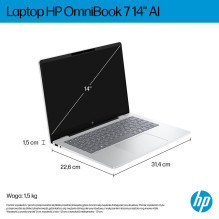 HP OmniBook 7 AI 14-fr0220nw Ultra 5 225U 14" 2K OLED 300nits LBL 16GB LPDDR5-7467 SSD512 Intel Graphics Cam 5 Mpx 