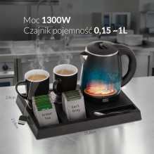 Adler AD 1387 Hotel kettle stainless steel 1 L + tray with cups black Adler AD 1387 Hotel kettle stainless steel 1 L + tray with cups black
