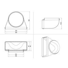 Hob accessory ELECTROLUX Vertical connection from round (D150) to rectangular shape (220x90) M2CKCF03U Hob accessory ELECTROLUX Vertical connection from round (D150) to rectangular shape (220x90) M2CKCF03U