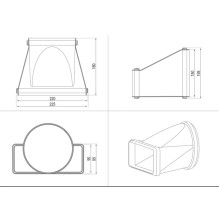 Hob accessory ELECTROLUX Horizontal connection from rectangular (220x90) to round shape (D150) M2CKCF02U Hob accessory ELECTROLUX Horizontal connection from rectangular (220x90) to round shape (D150) M2CKCF02U