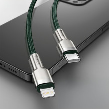 Baseus Cafule PD 20W USB-C - Lightning Cable with Metal Tips 2m - Green