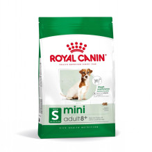 „Royal Canin Mini Adult 8+“ 8 kg sausas sausas maistas senjorams, paukštienai, ryžiams ir daržovėms.