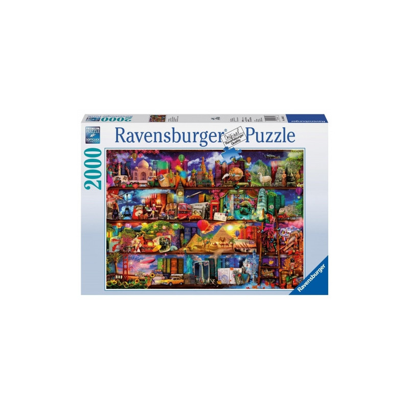 Dėlionė - Ravensburger 2000 Kelionės Lentynos Dėlionė 2000 Detalių