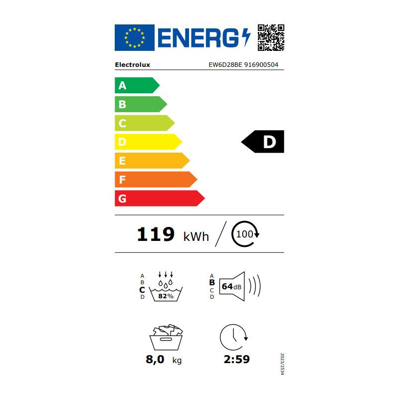Dryer ELECTROLUX EW6D28BE