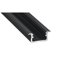 Aluminum profile for Lumines LED strips (black, anodized, 3m)