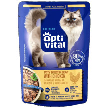 Maisto produktai - OptiVital skanūs gabaliukai padaže su vištiena 85g