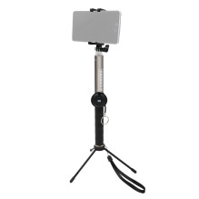 Kameros priedas - Caruba Selfie Stick Large Extendable Tripod with Bluetooth Remote Grey