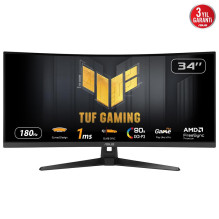 LCD Monitor, ASUS, TUF Gaming VG34VQ3B, 34", Gaming / Curved, Panel VA, 3440x1440, 16:9, 180Hz, 1 ms, Speakers, 90L