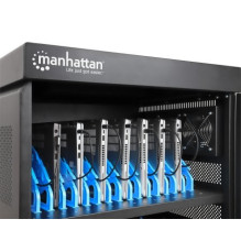 Manhattan Laptop Charging Cart / Trolley via AC Adapter (EU) 32-bay, Install device's AC Adapter (power cables) into uni