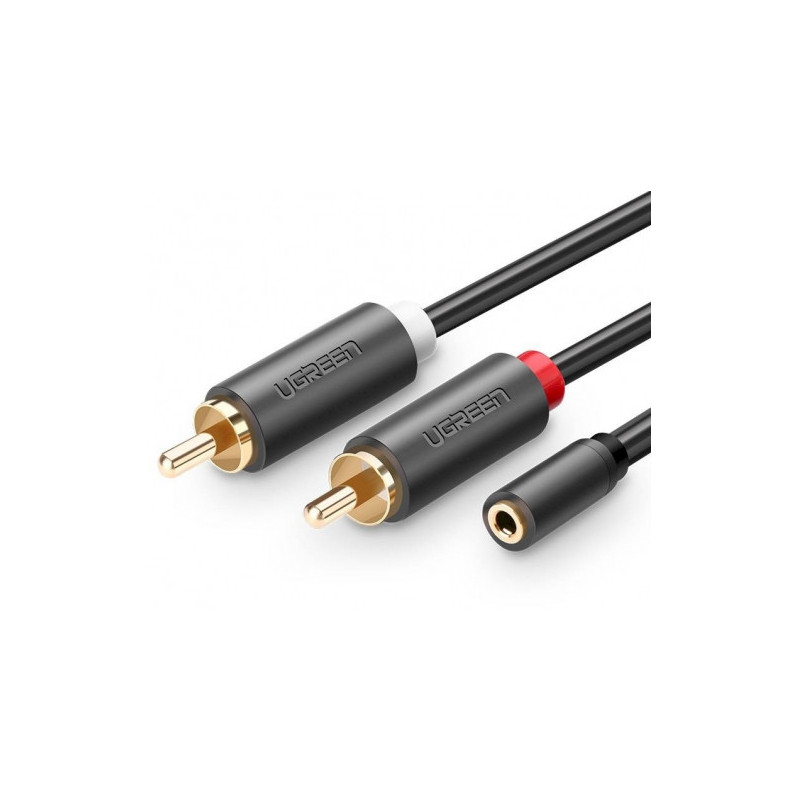 Ugreen AV102 2x RCA cable jack 3.5 mm 0.25m Black
