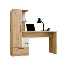 COSMO Oak Artisan Desk + Bookcase Set