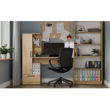 COSMO Oak Artisan Desk + Bookcase Set