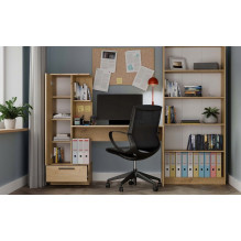 COSMO Oak Artisan Desk + Bookcase Set