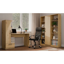 COSMO Oak Artisan Desk + Bookcase Set