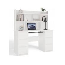 KUBA Desk Set + Extension Piece, White