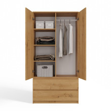 Topeshop SZAFA MALWA ART bedroom wardrobe / closet 5 shelves 2 door(s) Oak