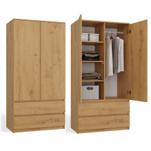 Topeshop SZAFA MALWA ART bedroom wardrobe / closet 5 shelves 2 door(s) Oak