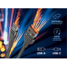 Tracer 47487 USB A - Type C M / M 1m Cable Grey