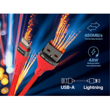 Tracer 47492 USB A - Lightning M / M 1 m kabelis, raudonas