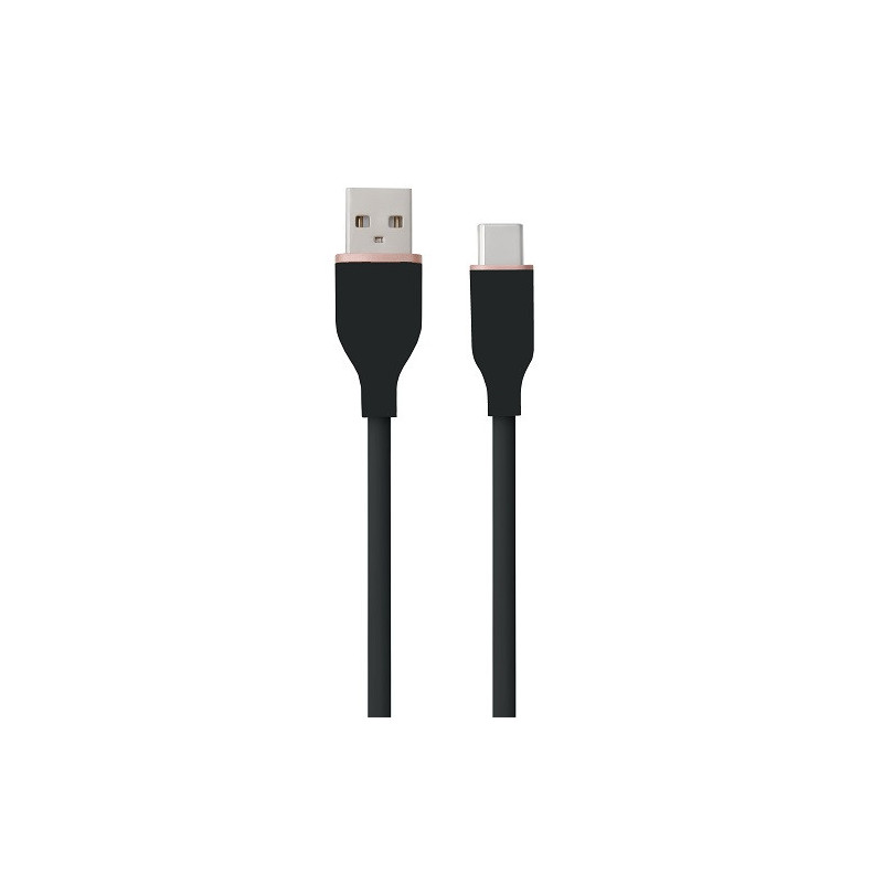 Silicone cable USB Type-A - Type-C (black, 1m)