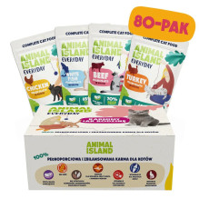 ANIMAL ISLAND Turkey / White fish / Beef / Chicken Fillets in broth - wet cat food - 80x85g