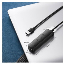 Ugreen 4-in-1 USB HUB - 4x USB Type A 3.0 PD DC 12V 0.25m black (CM416 10915) Black