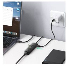 Ugreen 4-in-1 USB HUB - 4x USB Type A 3.0 PD DC 12V 0.25m black (CM416 10915) Black