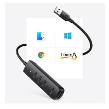 Ugreen 4-in-1 USB HUB - 4x USB Type A 3.0 PD DC 12V 0.25m black (CM416 10915) Black