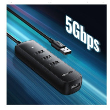 Ugreen 4-in-1 USB HUB - 4x USB Type A 3.0 PD DC 12V 0.25m black (CM416 10915) Black
