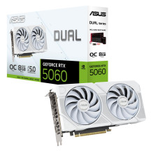 Vaizdo plokštė, ASUS, NVIDIA, GeForce RTX 5060, 8 GB, GDDR7, 128 bitų, PCI Express 5.0, aktyvi, DUAL-RTX5060-O8G-WHITE