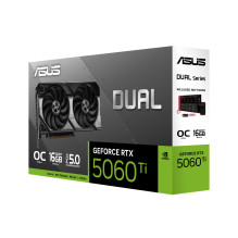 Vaizdo plokštė, ASUS, NVIDIA GeForce RTX 5060 Ti, 16 GB, GDDR7, 128 bitų, PCIE 5.0 16x, dviejų lizdų ventiliatorius, 1xH