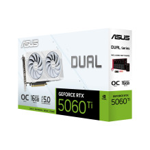 Graphics Card, ASUS, NVIDIA, GeForce RTX 5060 Ti, 16 GB, GDDR7, 128 bit, PCI Express 5.0, Active, DUAL-RTX5060TI-O16G-WH