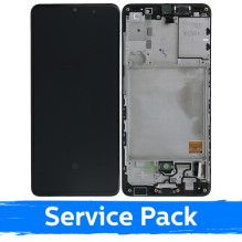 Screen for Samsung A415 A41 black with frame (Service Pack)